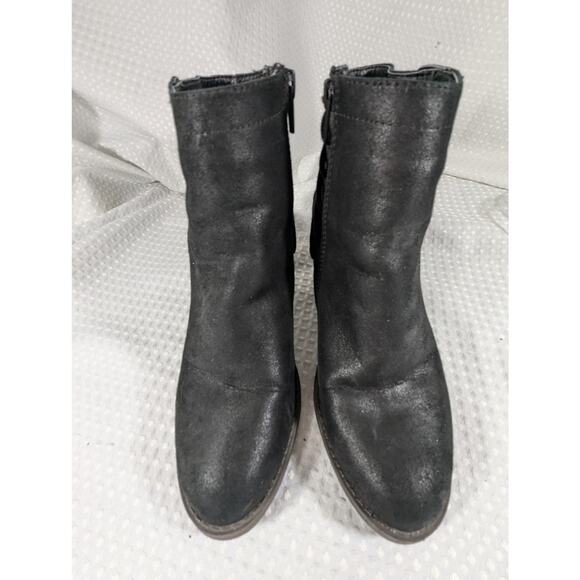 CANDIES! BLACK SUEDE MICROFIBER LACED BACK, INSIDE ZIPPER ANKLE BOOTS! SZ 8.5M - Picture 4 of 10